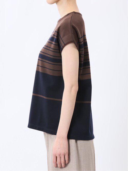 ランダムボーダー フレンチスリーブ プルオーバー