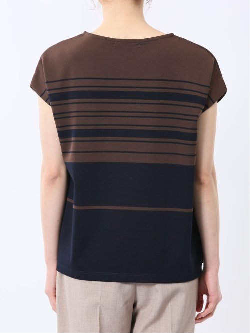 ランダムボーダー フレンチスリーブ プルオーバー