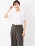 綿スムス クルーネック 袖シフォンTシャツ