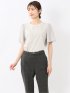 綿スムス クルーネック 袖シフォンTシャツ