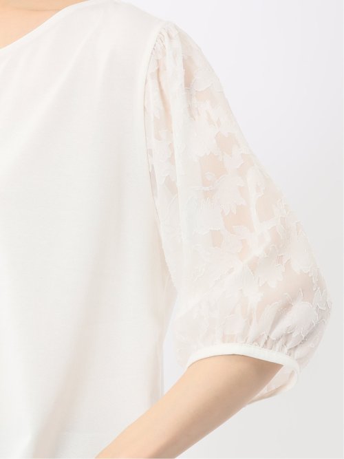 接触冷感 クルーネック オパール袖 プルオーバー