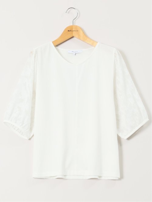 接触冷感 クルーネック オパール袖 プルオーバー