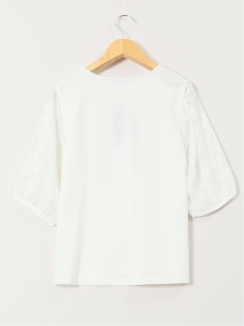 接触冷感 クルーネック オパール袖 プルオーバー