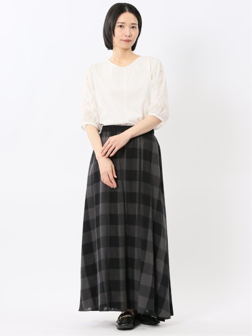 接触冷感 クルーネック オパール袖 プルオーバー