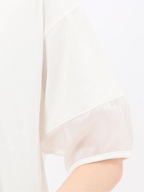 袖シアーランタン クルーネック プルオーバー