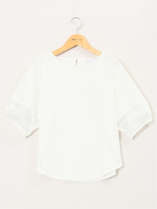 袖シアーランタン クルーネック プルオーバー