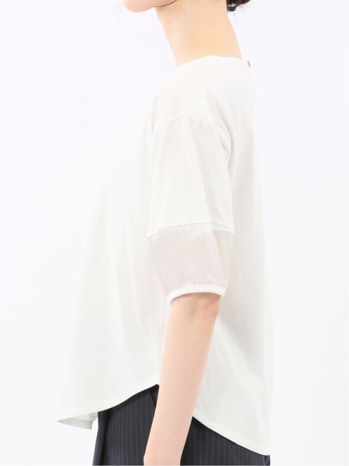 袖シアーランタン クルーネック プルオーバー