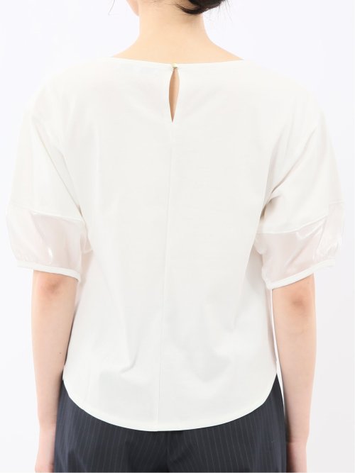 袖シアーランタン クルーネック プルオーバー