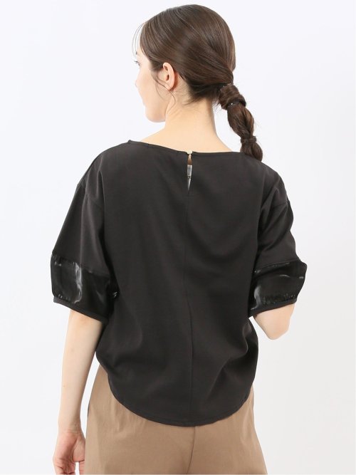 袖シアーランタン クルーネック プルオーバー