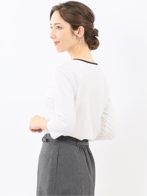 綿スムス 配色 7分袖Tシャツ