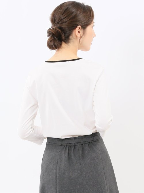 綿スムス 配色 7分袖Tシャツ