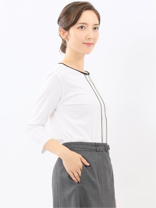 綿スムス 配色 7分袖Tシャツ