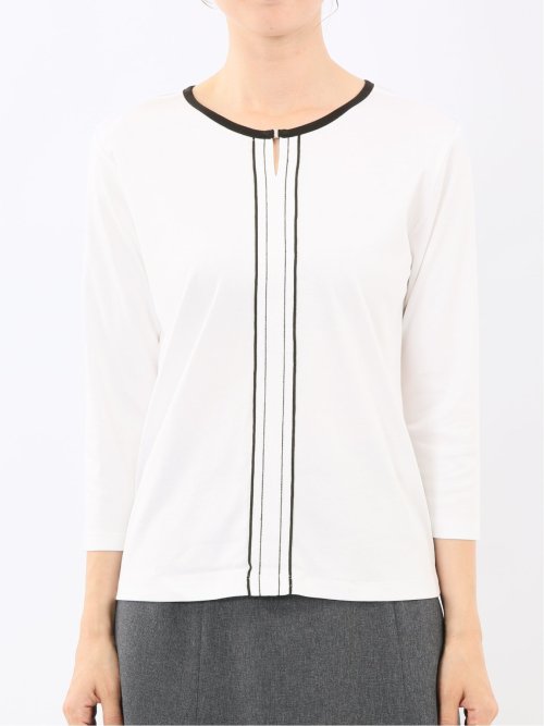 綿スムス 配色 7分袖Tシャツ