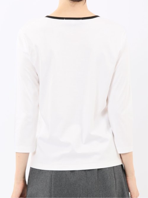 綿スムス 配色 7分袖Tシャツ