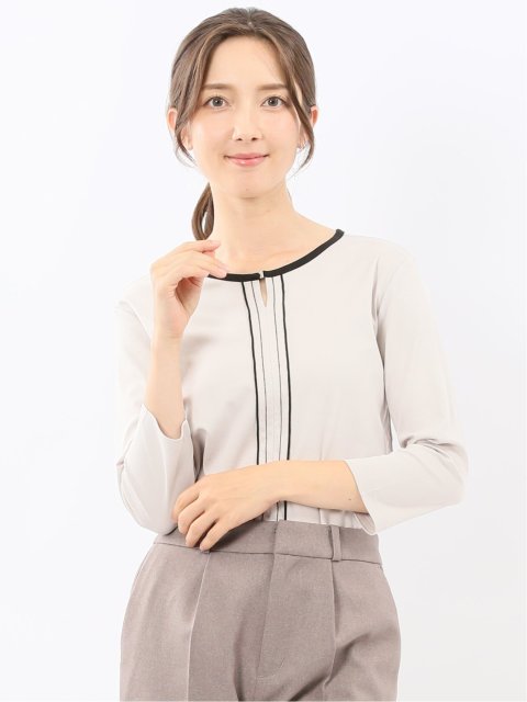 綿スムス 配色 7分袖Tシャツ