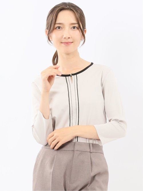 綿スムス 配色 7分袖Tシャツ