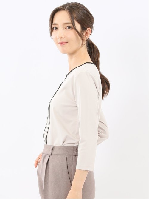 綿スムス 配色 7分袖Tシャツ