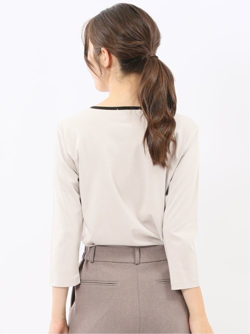 綿スムス 配色 7分袖Tシャツ