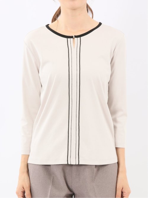 綿スムス 配色 7分袖Tシャツ