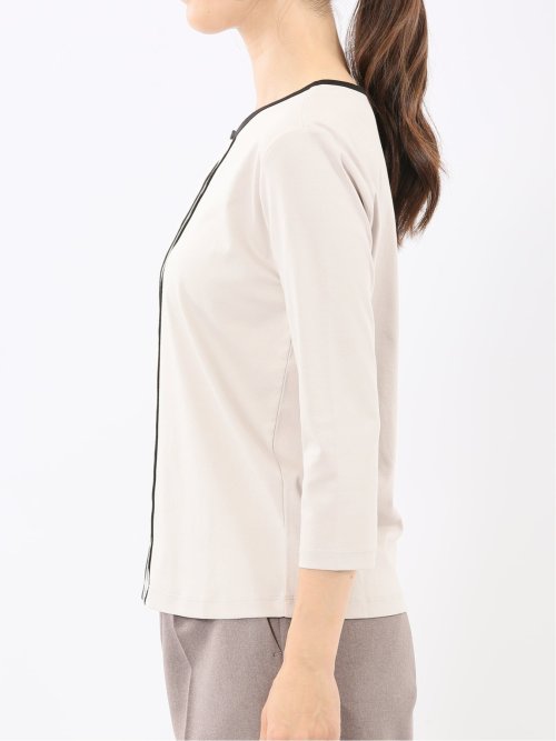 綿スムス 配色 7分袖Tシャツ