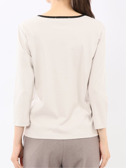 綿スムス 配色 7分袖Tシャツ