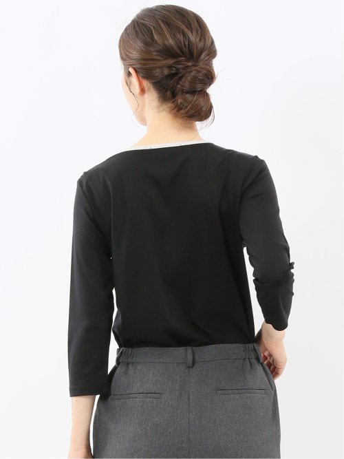 綿スムス 配色 7分袖Tシャツ