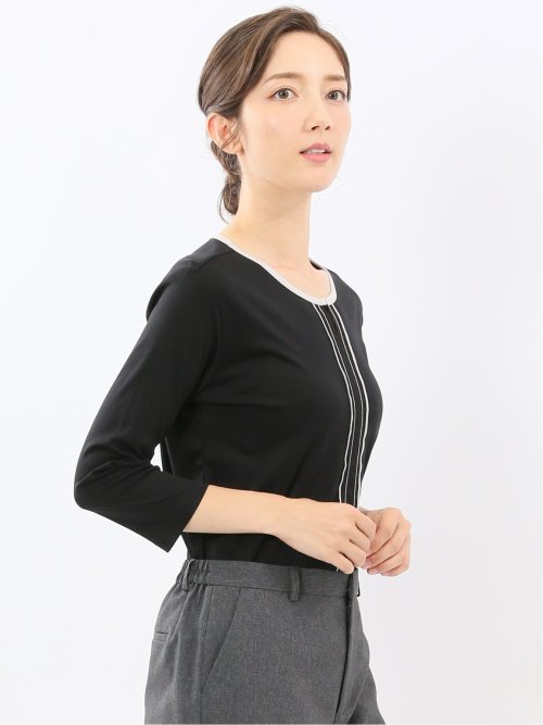 綿スムス 配色 7分袖Tシャツ