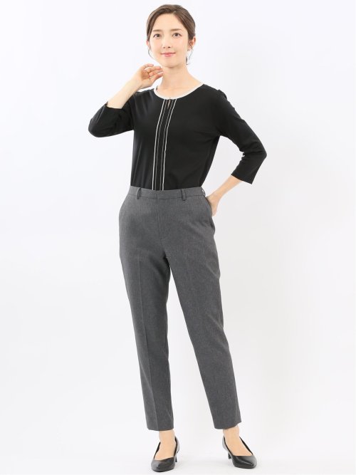 綿スムス 配色 7分袖Tシャツ