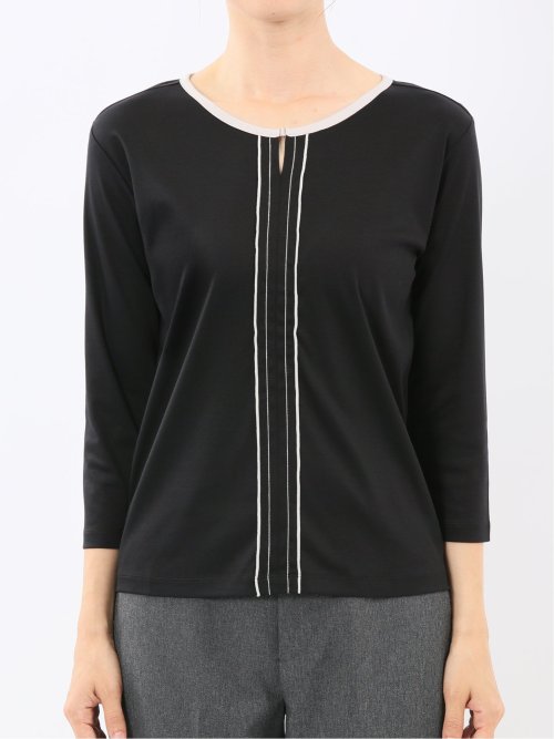 綿スムス 配色 7分袖Tシャツ