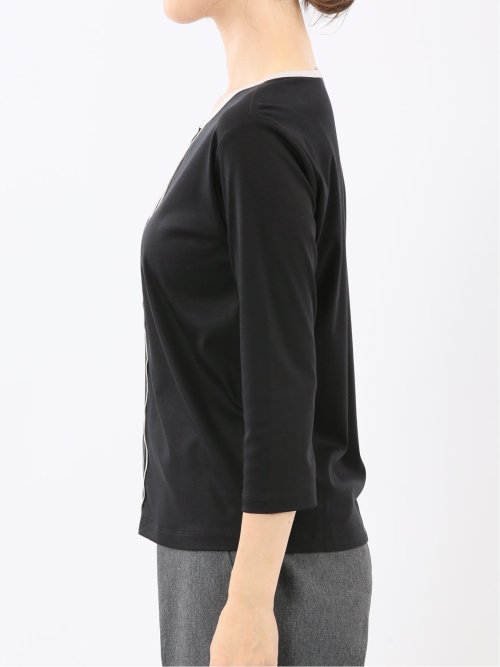 綿スムス 配色 7分袖Tシャツ