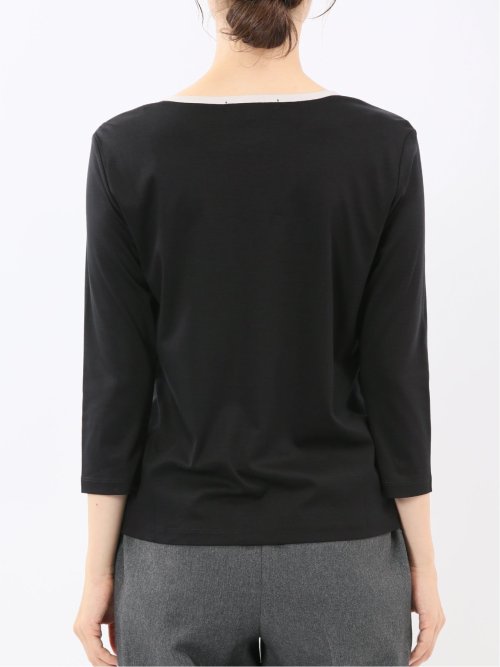 綿スムス 配色 7分袖Tシャツ