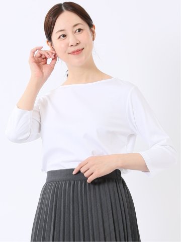 Tシャツ レディース 7分袖 接触冷感 UV 無地 綿 コットン クルーネック プルオーバー