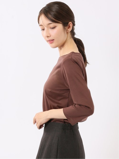 Tシャツ レディース 7分袖 接触冷感 UV 無地 綿 コットン クルーネック プルオーバー