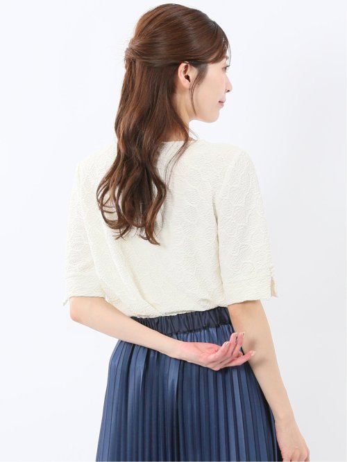 シャーリング スクエアネック 半袖 プルオーバー