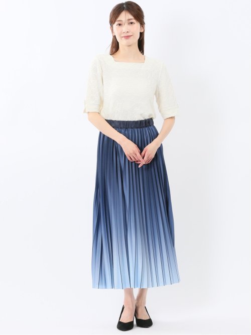 シャーリング スクエアネック 半袖 プルオーバー