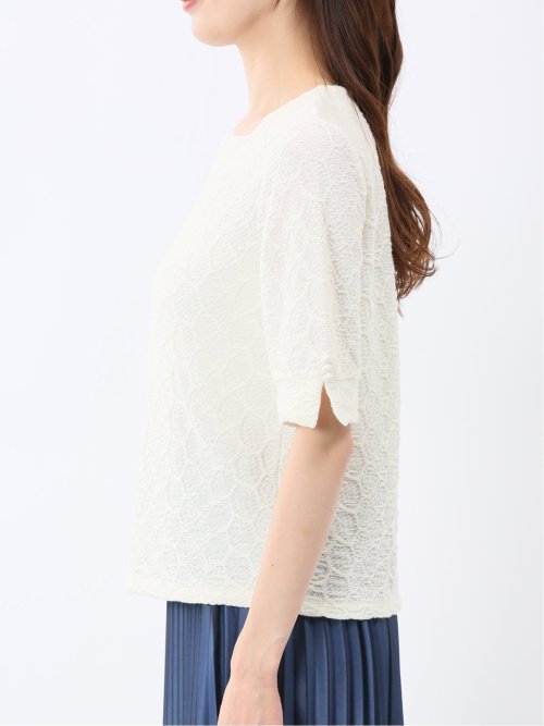 シャーリング スクエアネック 半袖 プルオーバー