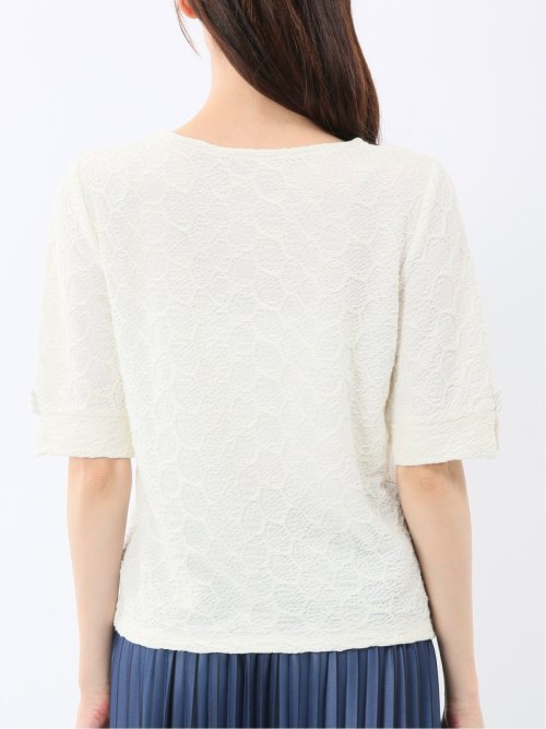 シャーリング スクエアネック 半袖 プルオーバー