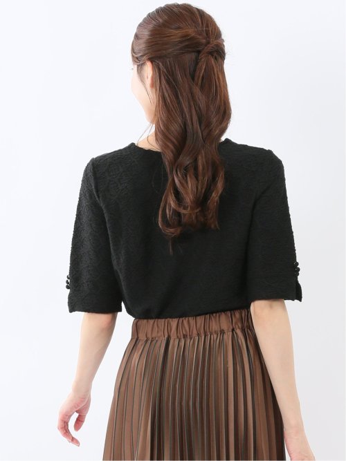 シャーリング スクエアネック 半袖 プルオーバー