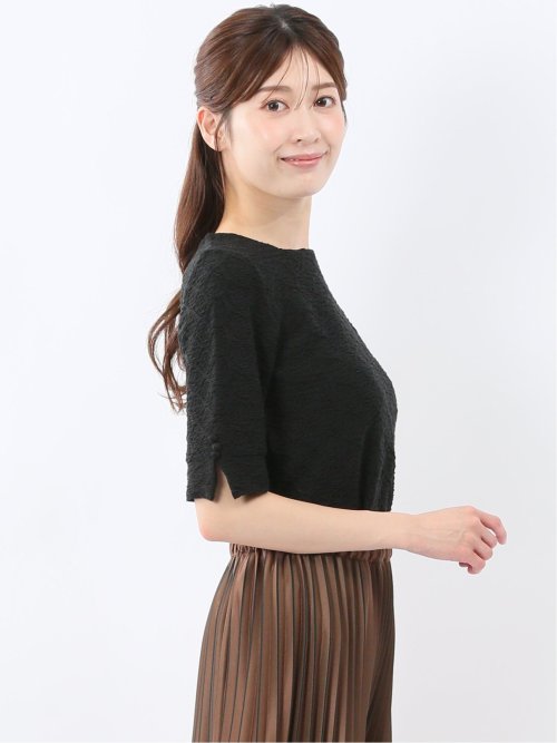 シャーリング スクエアネック 半袖 プルオーバー