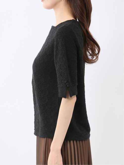 シャーリング スクエアネック 半袖 プルオーバー