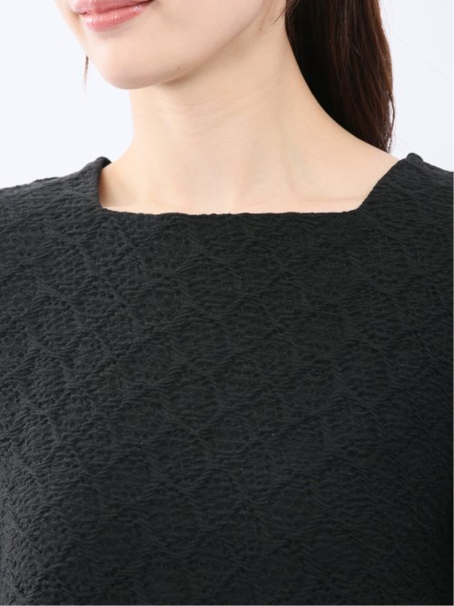 シャーリング スクエアネック 半袖 プルオーバー