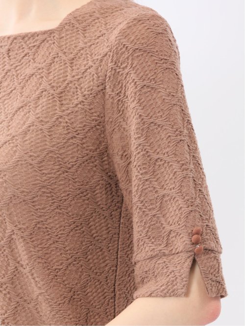 シャーリング スクエアネック 半袖 プルオーバー