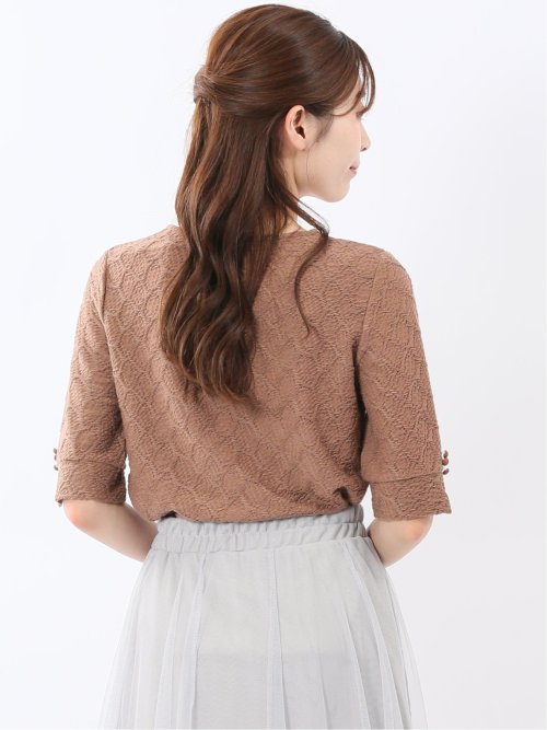 シャーリング スクエアネック 半袖 プルオーバー