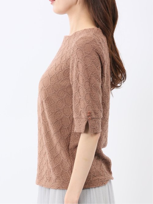 シャーリング スクエアネック 半袖 プルオーバー