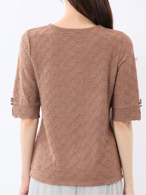 シャーリング スクエアネック 半袖 プルオーバー