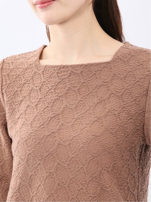 シャーリング スクエアネック 半袖 プルオーバー