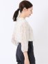カットブラウス レディース 7分袖 シフォン 花柄 スタンドネック プルオーバー 裏地付き