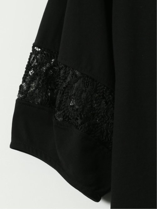 レース切替 クルーネック 半袖プルオーバー