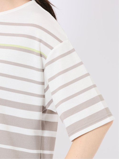 パネルボーダー クルーネック 半袖 プルオーバー