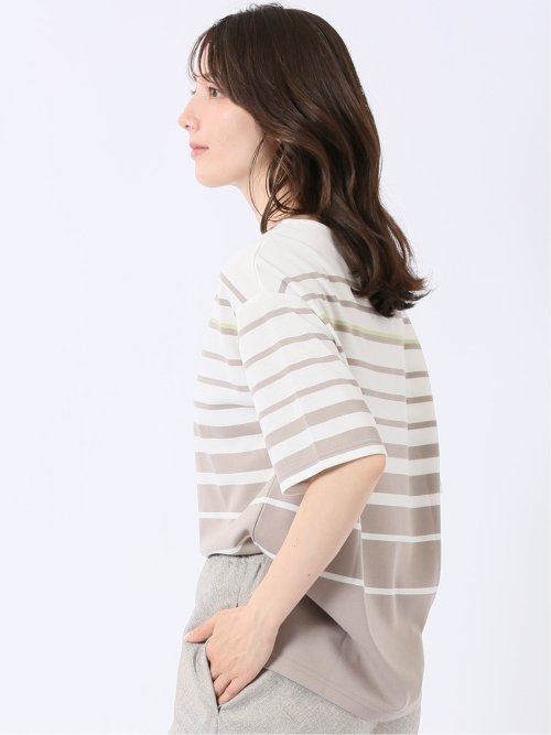 パネルボーダー クルーネック 半袖 プルオーバー